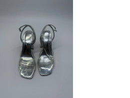 Light grey women's shoes with heel