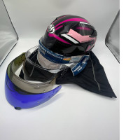 Motorcycle helmet with a set of additional glasses