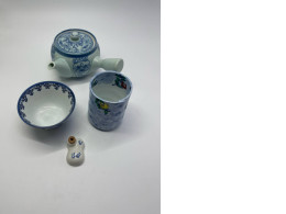 Set of `blue chineese tea dishes
