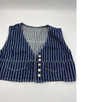 Women's blue vest with white stripes 