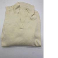 Women's cream-colored long-sleeved collared sweater 