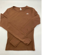 Women's dark green round neck long-sleeved shirt 