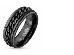 Men's Black Ring Spikes with Chain Men's Black Ring Spikes with Chain