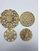 Set of 4 Coasters with carved patterns 