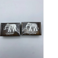 Set of 2 Empty silver elephant wooden box 