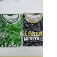 Set of 2 Black and green round neck sports t-shirt 