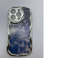 Silver phone case with butterfly pattern 