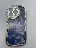 Silver phone case with butterfly pattern 