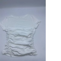 Women's white short-sleeved round neck shirt 