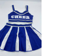 Women's blue and white striped tank top and blue and white striped mini skirt 