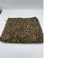 Black towel with brown pattern 
