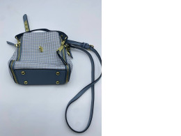 Small blue and white striped women's shoulder bag 