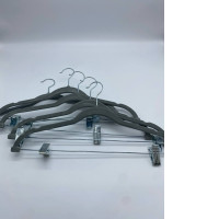 Set of 5 Gray clothes hanger with clips 