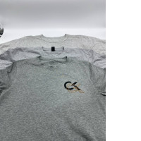 Set of 3 Gray short sleeve round neck t-shirt with black pattern 