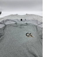 Set of 3 Gray short sleeve round neck t-shirt with black pattern 