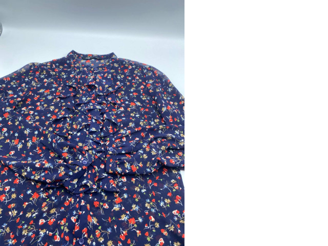 Women's blue long-sleeved shirt with floral pattern Women's blue long-sleeved shirt with floral pattern