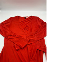 Red deep V-neck long-sleeved short dress 