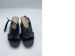 Women's black open toe high heels 