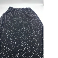 Women's black long skirt with white polka dots 