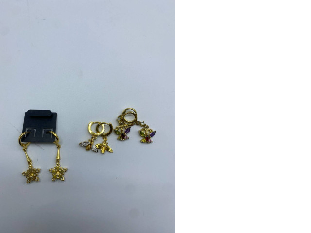 Set of 3 Gold patterned earrings for women Set of 3 Gold patterned earrings for women