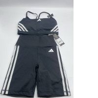 Set of 2 Black strapless workout top and shorts 