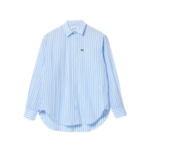 Women's white long-sleeved shirt with blue stripes Women's white long-sleeved shirt with blue stripes