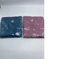 Set of 2 Women's long-sleeved, long-legged pajamas in blue and pink, V-neck