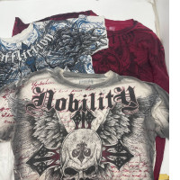 Set of 3 colourful t-shirts with skull print