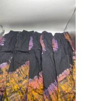 Set of black home pants with feather pattern