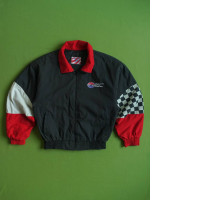 Black red white men's motorcicle jacket