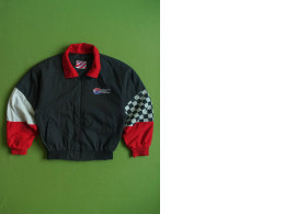 Black red white men's motorcicle jacket