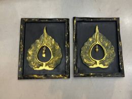 Set of 2 Wooden Bell Leaf Paintings