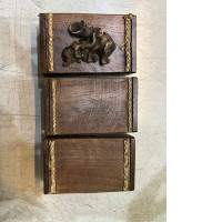 Set of 3 wooden boxes with elephant