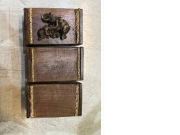 Set of 3 wooden boxes with elephant