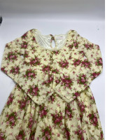 Cream colored long sleeve short dress with red rose pattern 