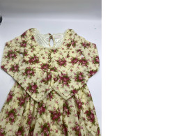 Cream colored long sleeve short dress with red rose pattern Cream colored long sleeve short dress with red rose pattern