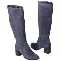 Fashionable suede grey boots with heels