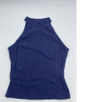 Women's blue round neck sleeveless shirt  