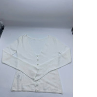 Women's White Button-Down Deep V-Neck Top 
