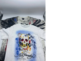 Set of 2 Men's short-sleeved round neck T-shirt with white pattern 