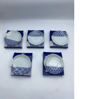 Set of 5 White Japanese ceramic bowl with box 