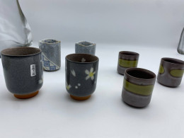 Set of 7 Japanese tea glass with pattern 