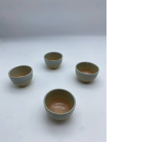 Set of 4 Green cream Japanese tea glass 