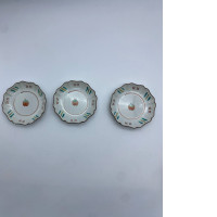 Set of 3 White coaster with rainbow pattern 