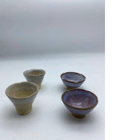 Set of 4 Small cream and blue tea glasses