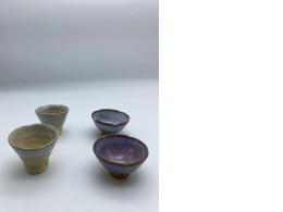 Set of 4 Small cream and blue tea glasses Set of 4 Small cream and blue tea glasses