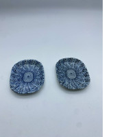 Set of 2 mall square blue Japanese dipping sauce cup