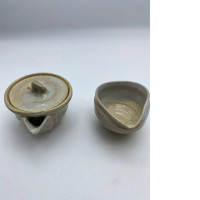 Set of 2 Japanese teapot with green cream teacup 