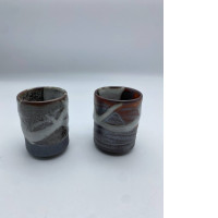 Set of 2 Dark green Japanese tea glass 