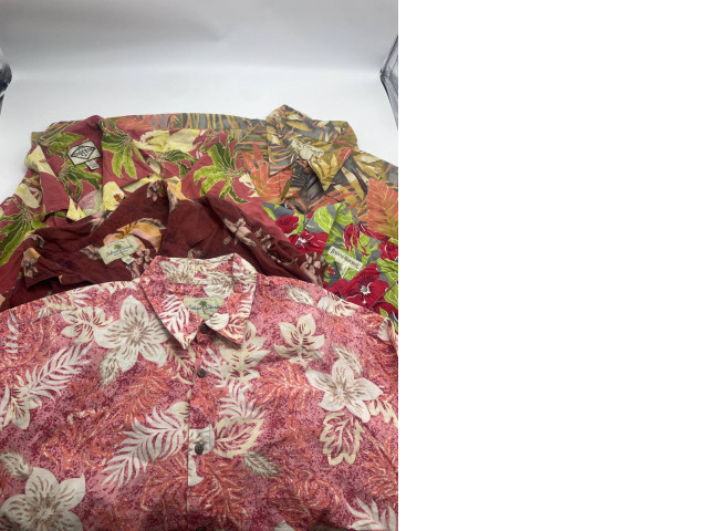 BIG SALE! Set of 5 short sleeve shirts with leaf prints (with a predominance of green and red colors) BIG SALE! Set of 5 short sleeve shirts with leaf prints (with a predominance of green and red colors)